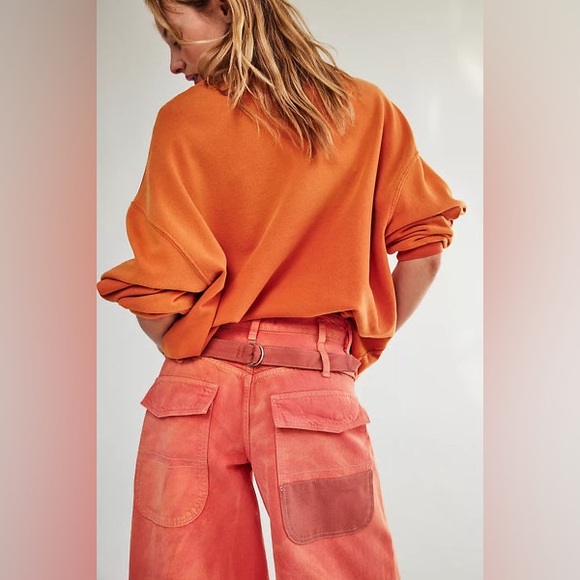 Free People Waterfalls Baggy Wide Leg Jeans We The Free Oklahoma Sun - Picture 7 of 14